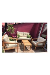 mobilyabazari Wood Ahşap Bahçe Mobilyası (Salon, Balkon, Cafe Ofis) 2+1+1+sehpa