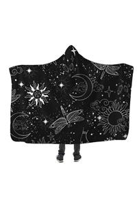 PASAJ HOME Siyah Kolaj Unisex Kapşonlu Battaniye