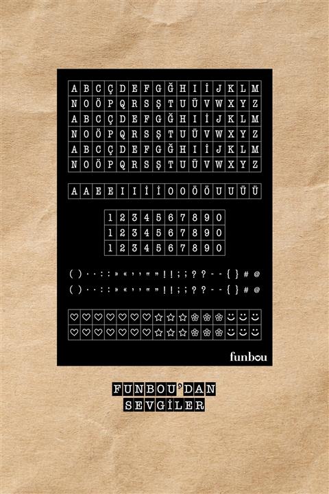 Funbou Siyah Harf-rakam Sticker Seti / 10 Sayfa