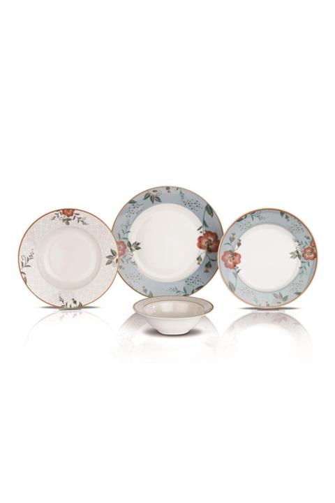 Schafer Mavi Posy 24 Parça 6 Kişilik New Bone Yemek Takımı Mav01