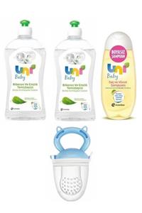 Uni Baby Biberon Ve Emzik Temizleyici 500 Ml*2+doğal Içerikli Saç Ve Vücut Şampuanı+meyve Süzgeci Mavi