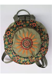 Street Bag Fargin Etnik Desenli Yuvarlak Sırt Çantası Nakışlı Otantik Bohemian Tarz