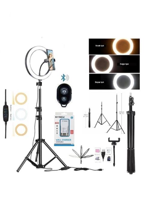 post alley 14 Inç Halka Yotuber Tiktok Makyaj Işığı Ring Light Led Işıklı Tripod Bluetooth Kumandalı Adaptörlü