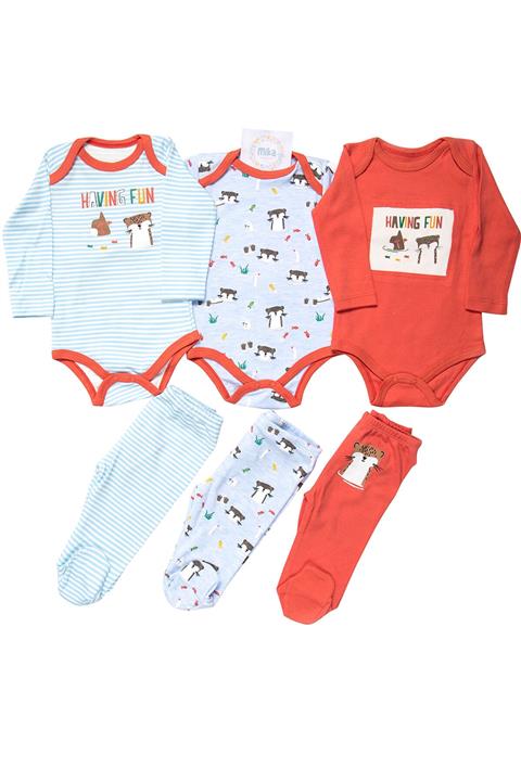 Mika Bebek Su Samuru 6 Parça 3 Set Erkek Bebek Alt Üst Takım