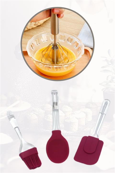 Selenica Silikon Spatula Yumurta Fırçası Kaşık Kristal Şeffaf Saplı Damla Ve Otomatik Çırpıcı