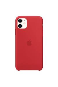 Miyosa Iphone 11  Uyumlu Logolu Içi Süet Altı Açık Lansman Kırmızı Red Silikon Kılıf