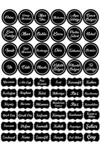 colortouch 60 Adet Mutfak Siyah Baharat-bakliyat Sticker-kavanoz Etiketi