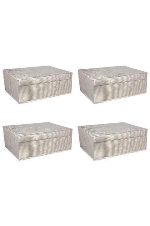 tofipashop 4 Adet Kapaklı Çok Amaçlı Çamaşır Saklama Düzenleme Hurç, Kutu Baza 50x40x19 Kahve