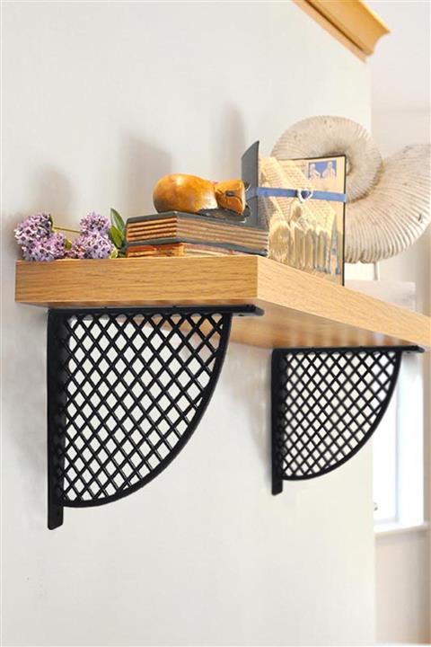 Binbirreyon Raf Ayağı Ferforje Hasır Desen Plastik Raf Ayağı Seti 2 Adetli Siyah Bd095-1