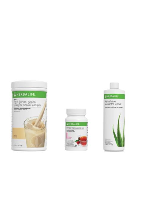 Herbalife Süper Başlangıç Seti Vanilya Shake 550gr Aloe473ml 50gr Ahududu Aromalı Çay