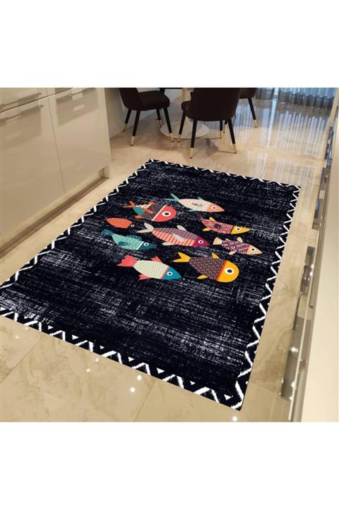 EVPANYA Renkli Balık Desen Mutfak Halısı