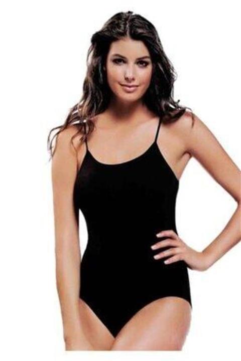 Tutku Kadın Siyah Ip Askılı Likralı Çıtçıtlı Body Zıbın 6 Adet