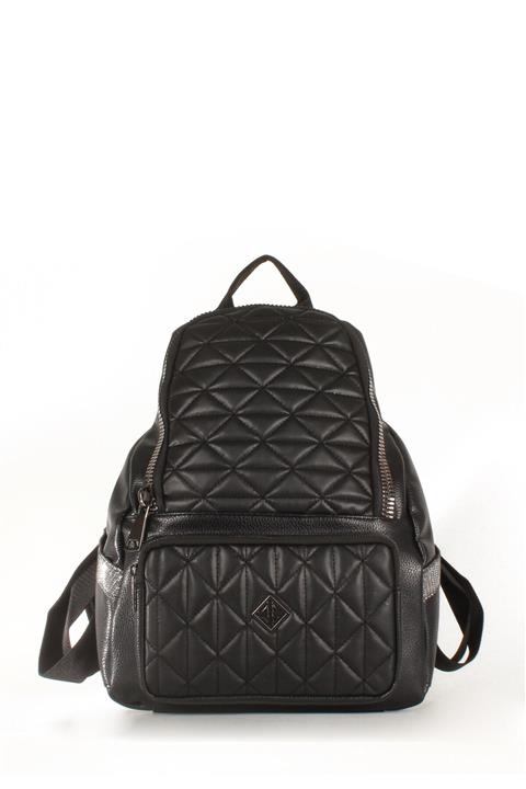 Luwwe Bag's Kadın Siyah Kapitoneli Iki Bölmeli Cepli Lux Sırt Çantası (B1440)