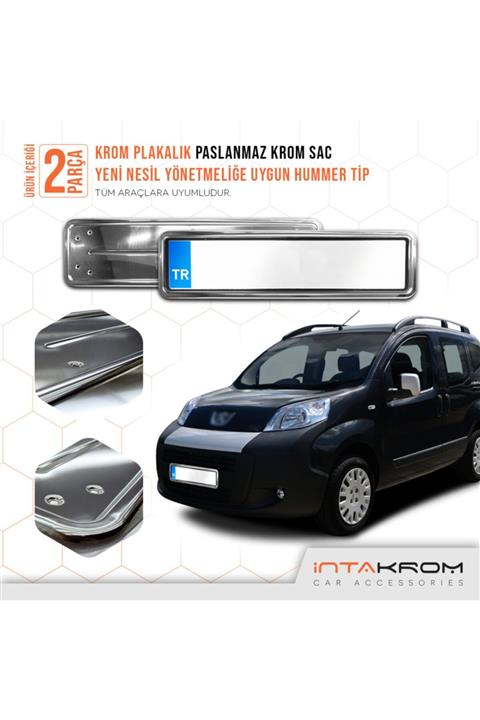 İntachrom Peugeot Bipper Krom Plakalık - Hummer Tip 2 Adet
