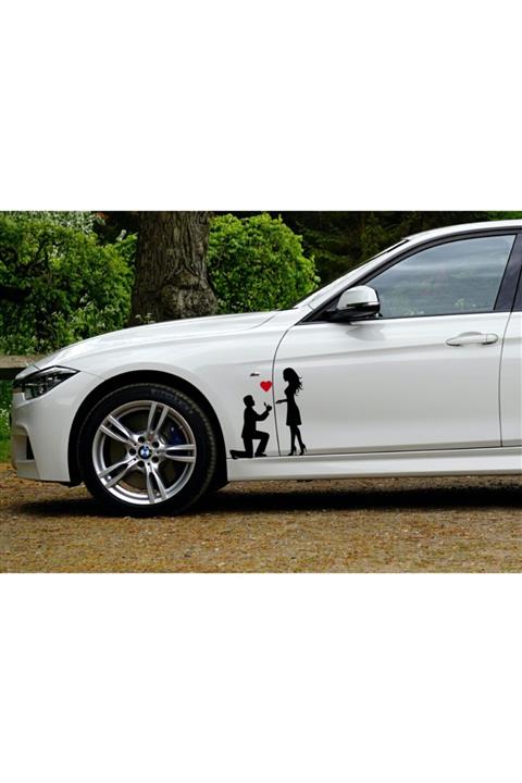 KDMAKSESUAR Kalpli Teklif Sevgili Oto Sticker Siyah 18x15 cm