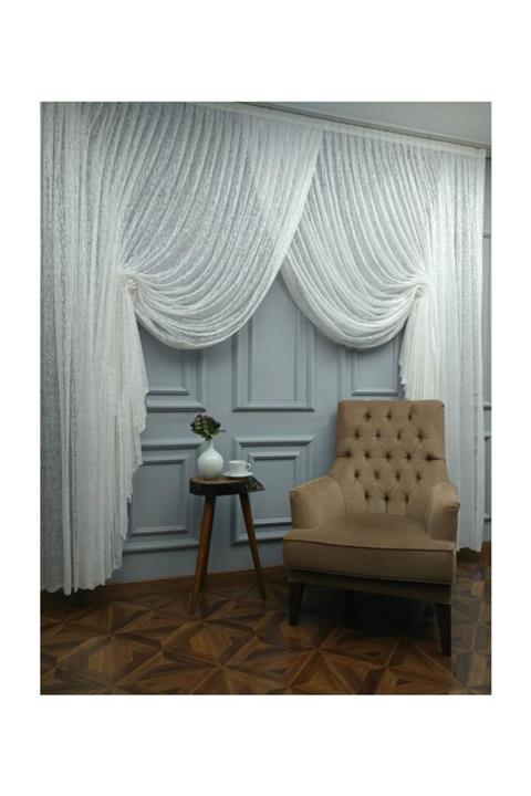 Esse Home Spor Desen Dantel Tül Ve Kruvaze Perde, Kravuze, 1/4  600x250 cm