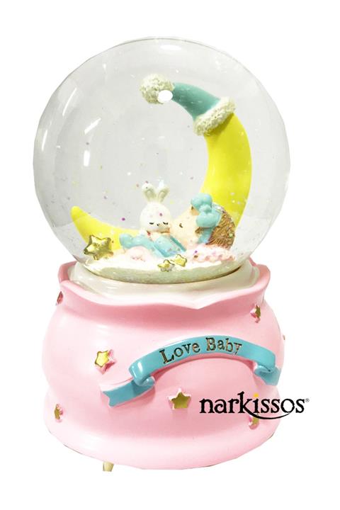 NARKİSSOS Ay Çocuk Temalı Müzikli Işıklı Kar Küresi ( Orta Boy )