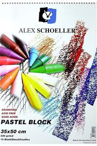 Alex Schoeller 35x50-220 gr Dokulu Karışık Renkli Fon Blok Spralli 15 Yp.