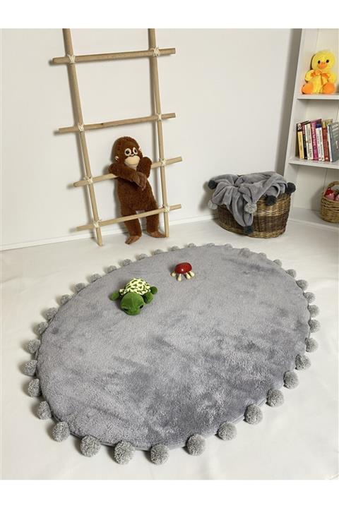 Softline Soft Serisi Gri Oval Welsoft Oyun Minderi Halısı