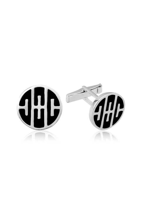 GÜMÜŞHAN Gümüş Desenli Yuvarlak Kol Düğmesi