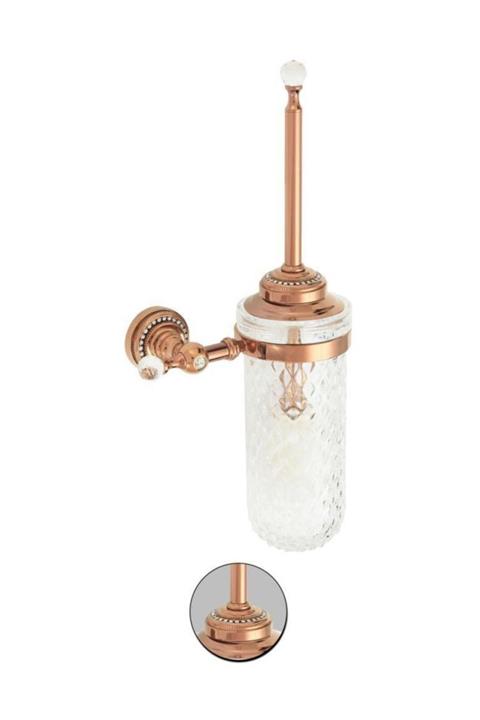 Maya Style Pvd Rose Montajlı Klozet Fırçası Buzlu Cam  Pirinç