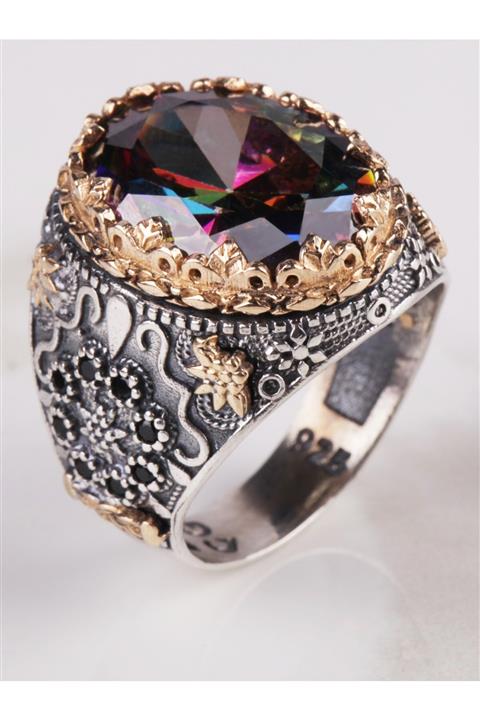 Senin Silver Erkek Mistik Topaz Taşlı 925 Ayar Gümüş Yüzük