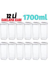 MYBOX 12 Li Süper Saklama Kabı 1700ml X 12 Adet Beyaz (özel Kapak) , Erzak Kabı