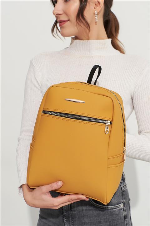 Bagzone Sarı Kadın  Fermuar Detaylı  Sırt Çantası 10Va1022