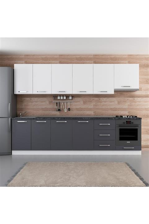 Minar 300 Cm Mutfak Dolabı Beyaz Antrasit 300-a6