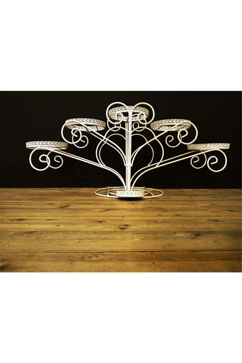 DONNA FORTE Ferforje Altılı Beyaz Çiçeklik