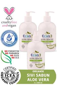 Ecos3 Organik Sıvı Sabun Aloevera 3'Lü Set 500 ml x 3