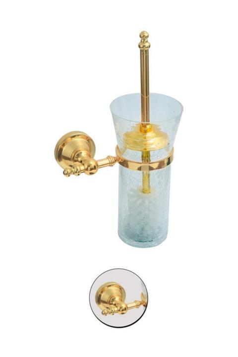 Maya Ottoman Pvd Gold Montajlı Klozet Fırçası C Cam %100 Pirinç