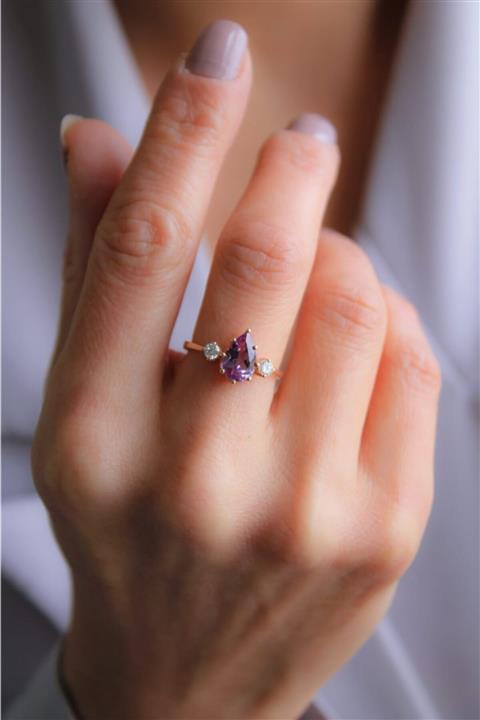 Thales Pırlanta Kadın Vintage Aleksandrit Pırlanta Yüzük