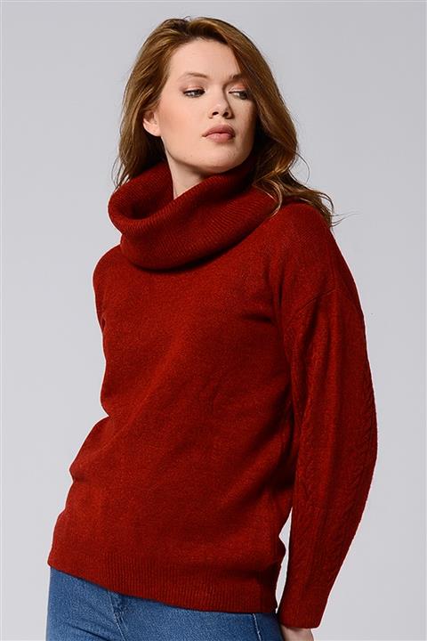 Nefise Kadın Kırmızı Salaş Yaka Kazak