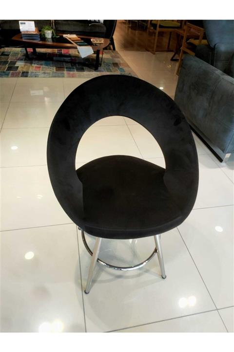 concept a mobilya Metal Krom Ayak Sandalye Siyah Kadife Kumaş