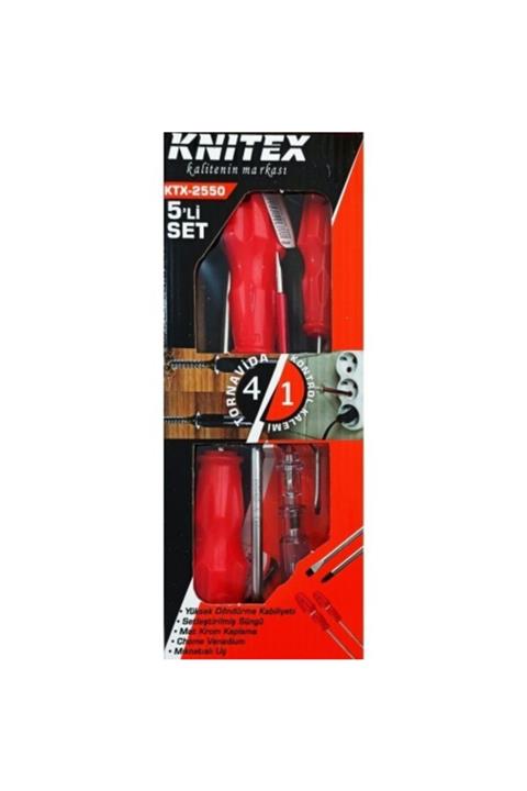 Knitex 5'li Tornavida 4 Tornavida 1 Kontrol Kalemi