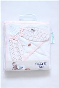 Gaye Bebe Tavşan Kabartmalı Bebek Banyo Havlusu Ekru