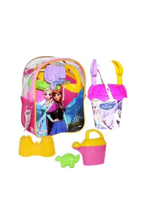 DEDE Frozen Resimli Sırt Çantalı Deniz Plaj Seti - Frozen Frizbi - Frozen Masa Tenisi Raketi