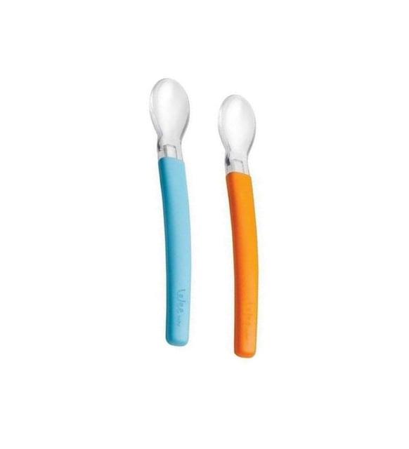 Wee Baby 122 Silikon Uçlu Mama Kaşığı (2'li) Mavi-turuncu
