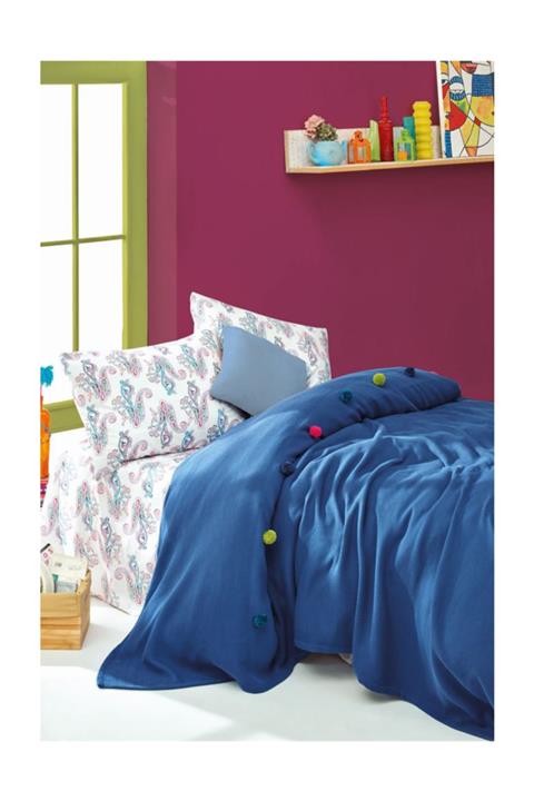Cotton Box Fancy Tek Kişilik Pike Takımı - Lacivert