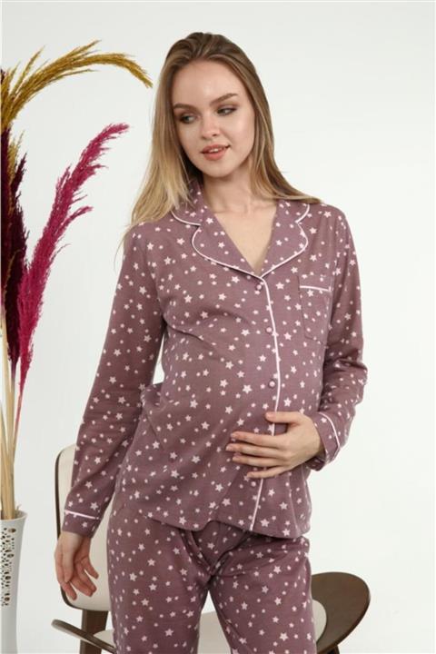 LadyMina Pijama Ladymina Vizon Yıldız Hamile Pijama Takımı