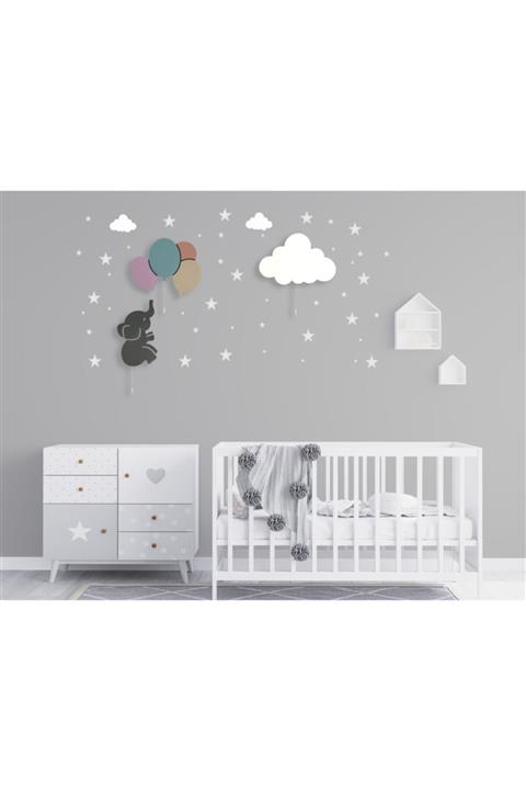 tinytigerstore 3 Lü Set Fil Balon,bulut, Çocuk Odası Dekoratif Aydınlatma