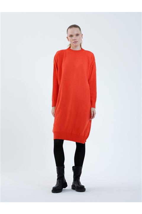 MaraSender Turuncu Bisiklet Yaka Triko Tunik