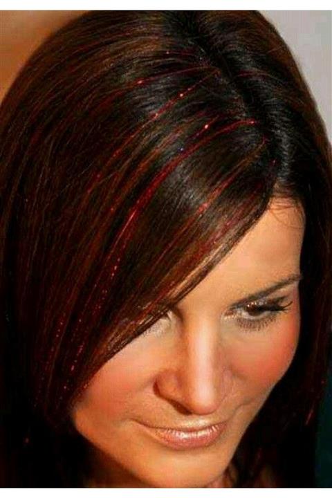 PRODİVA Simli Parıltılı Saç Kaynakları, Haır Tınsel, 30 Adet , Kırmızı