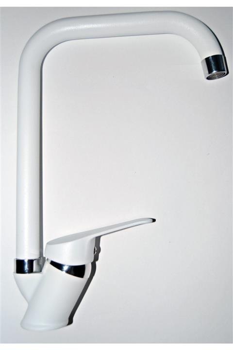 ARMİLLA ARMATÜR Sıcak Soğuk Çift Su Girişli Beyaz Krom Köşe Borulu Mutfak Eviye Musluğu Bataryası Çeşmesi