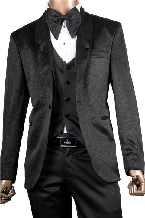 MASERTO Düğme Detaylı Siyah Slim Fit Smokin