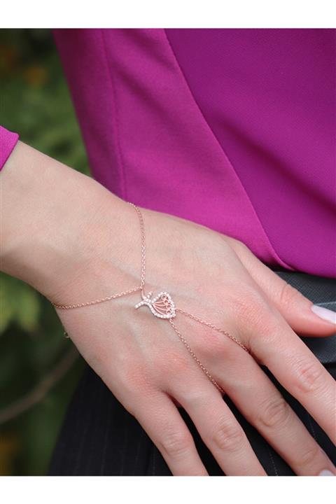 Necati Gün Zirkon Taşlı Rose Gold Kaplama Mevlana 925 Ayar Gümüş Şahmeran