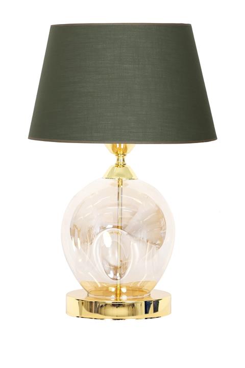 Vinner Nation Gold Metal Ayaklı Cam Abajur - Haki Yeşil