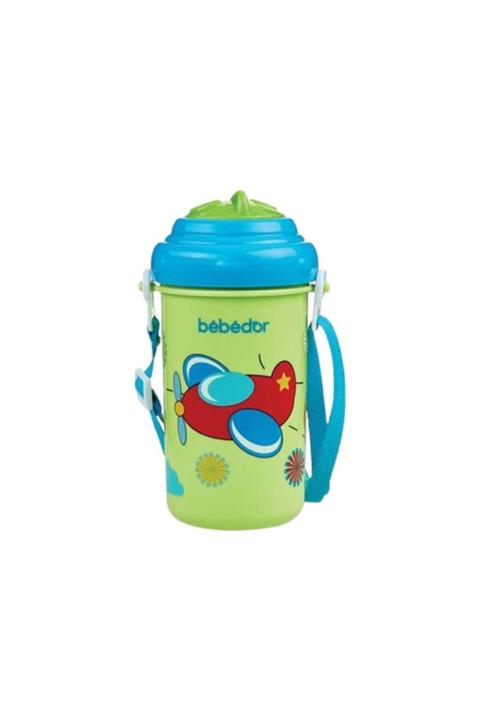 Bebedor Askılı Ve Pipetli Alıştırma Bardağı 360 ml Uçak Desenli