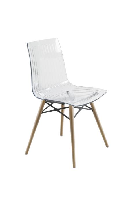 Papatya X-treme Wox Sandalye Transparan Şeffaf Ahşap Kayın Ayaklı